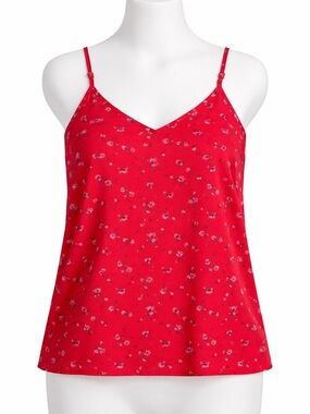 Atmosphere Red Floral Slip Tank with Delicate Blossoms